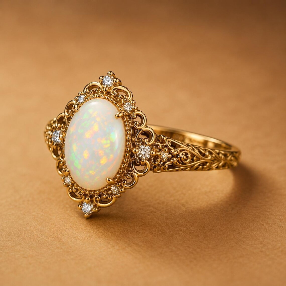 Vintage Ethiopian Opal Ring 925 Sterling Silver Antique Filigree Oval Ring gift