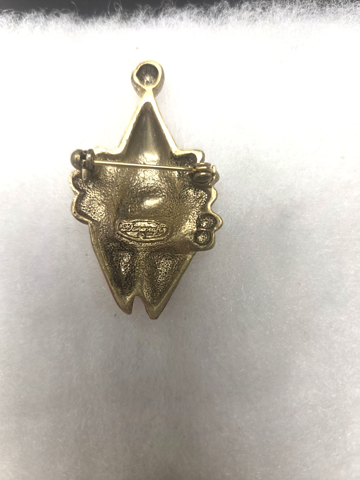 Vtg Danecraft gold tone enamel rhinestone Clown Pin