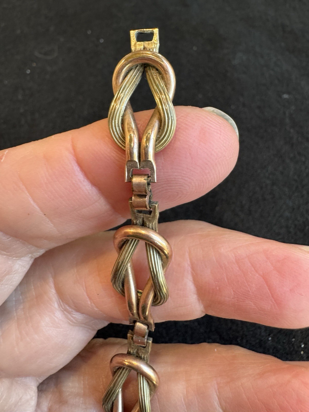 Vintage Two Tone Gold Square Knot Bracelet