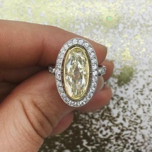 4.90 Ct Canary Diamond Art Deco Vintage Engagement Ring 925 Sterling Silver
