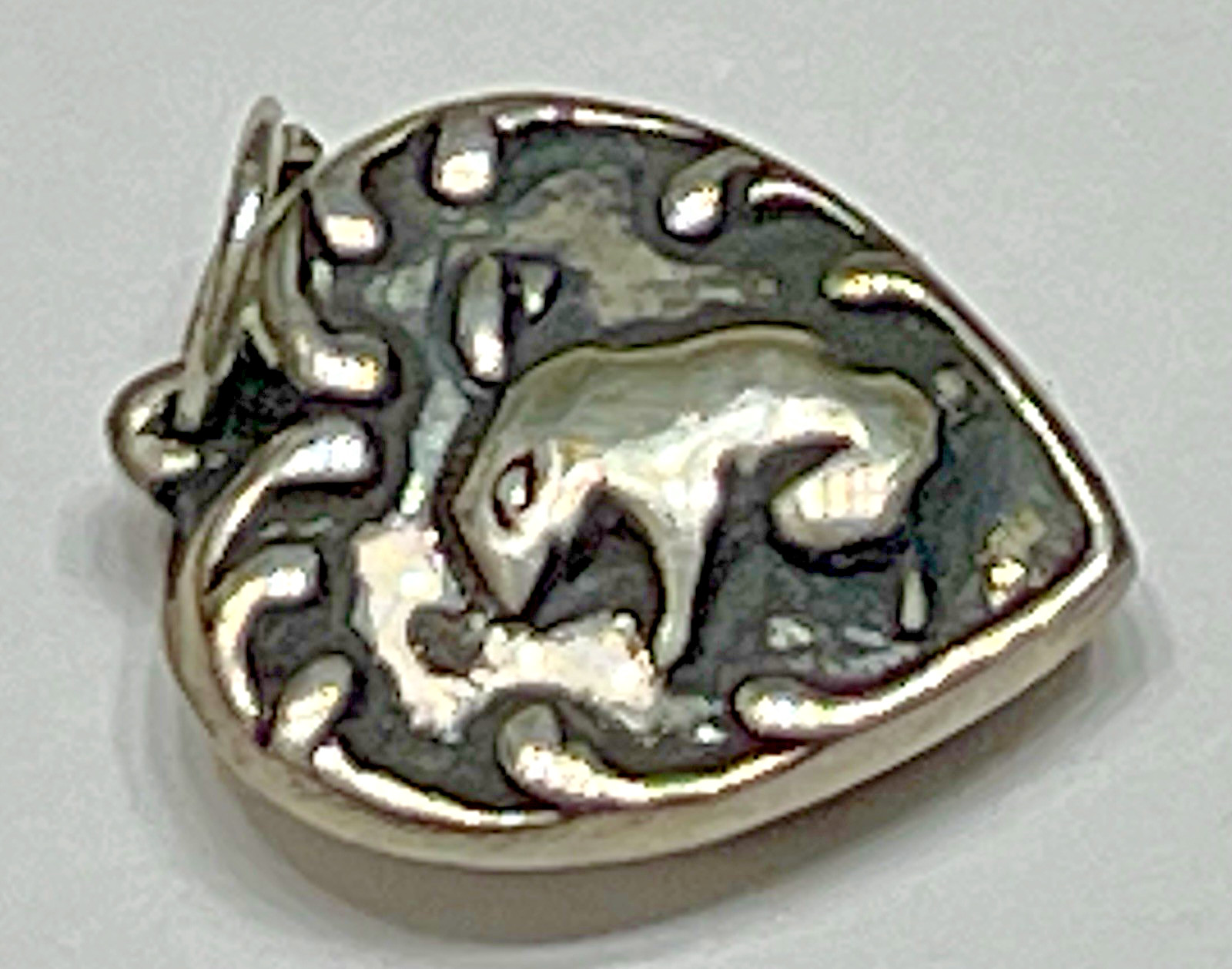 Estate Silver Heart Charm Pendant Bunny Rabbit Vintage Antique Puffy 925 US