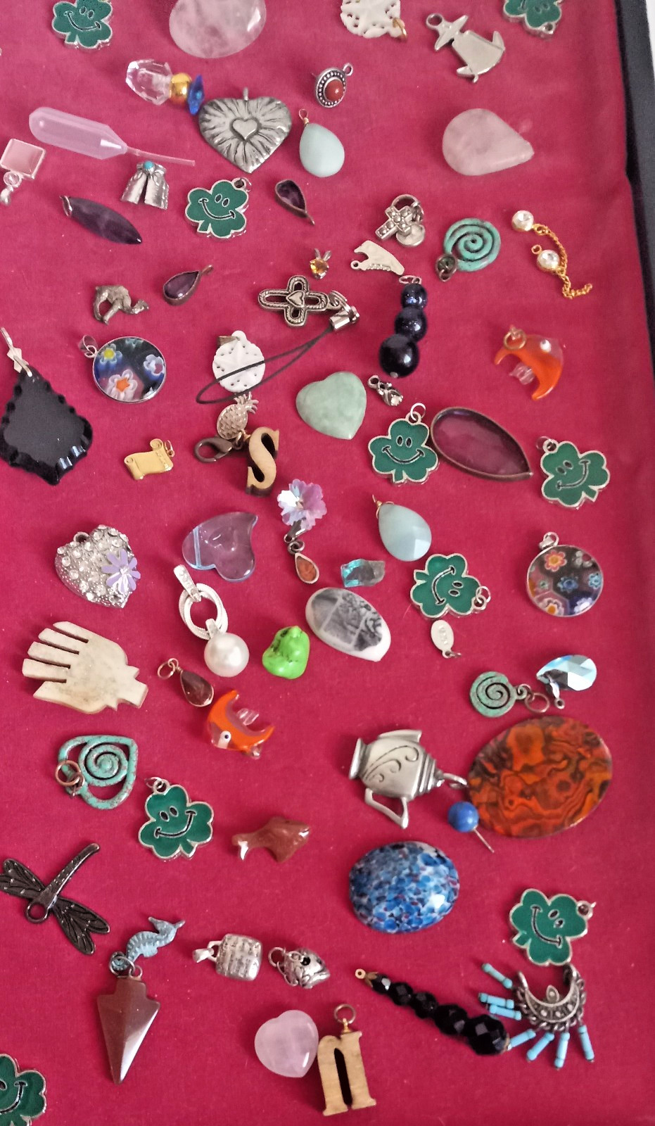 whole bunch jewelry charms pendants gemstones vtg lot crystal perfume bottle #1