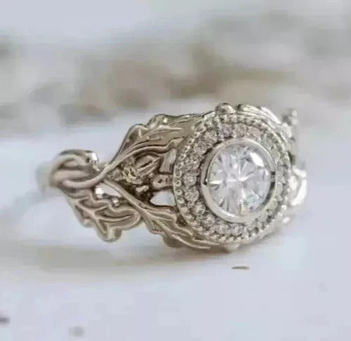2Ct Art Deco Vintage Style Lab Created Diamond Engagement 14K White Gold FN Ring
