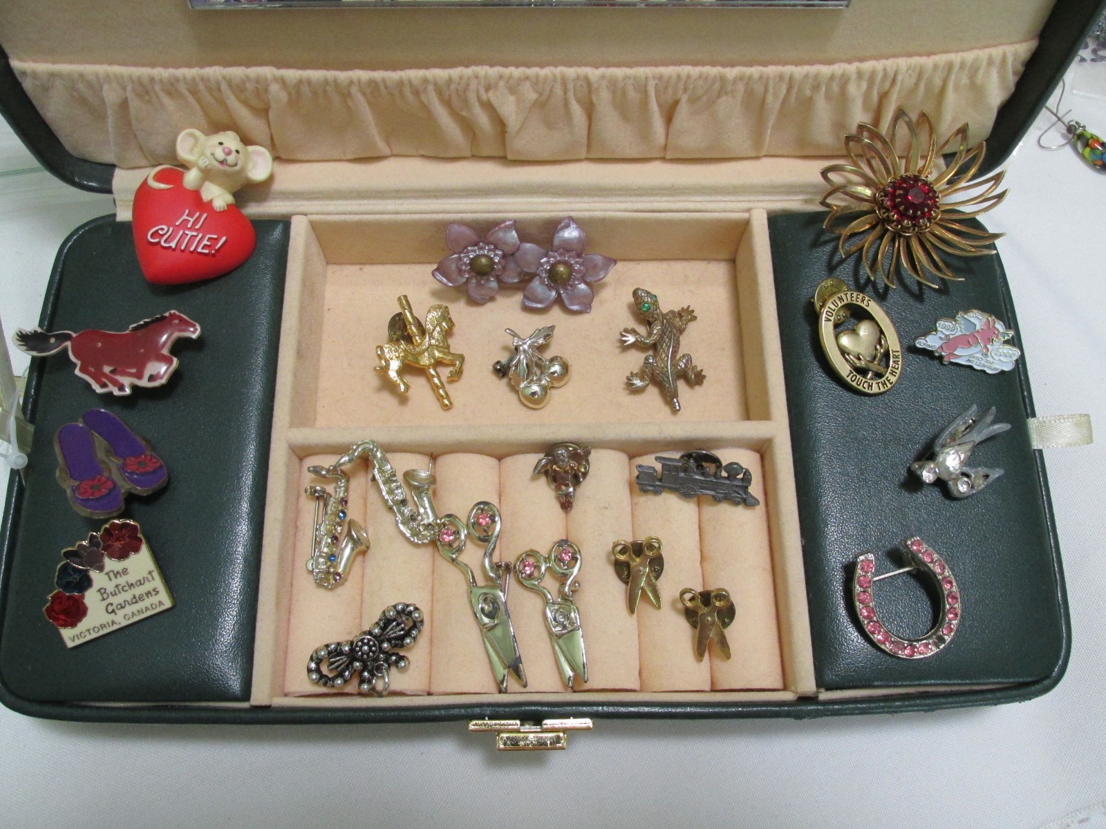 Lot of 35 Mixed Lot Brooches/Pins – some Scratched/Damaged/missing Stones As Is