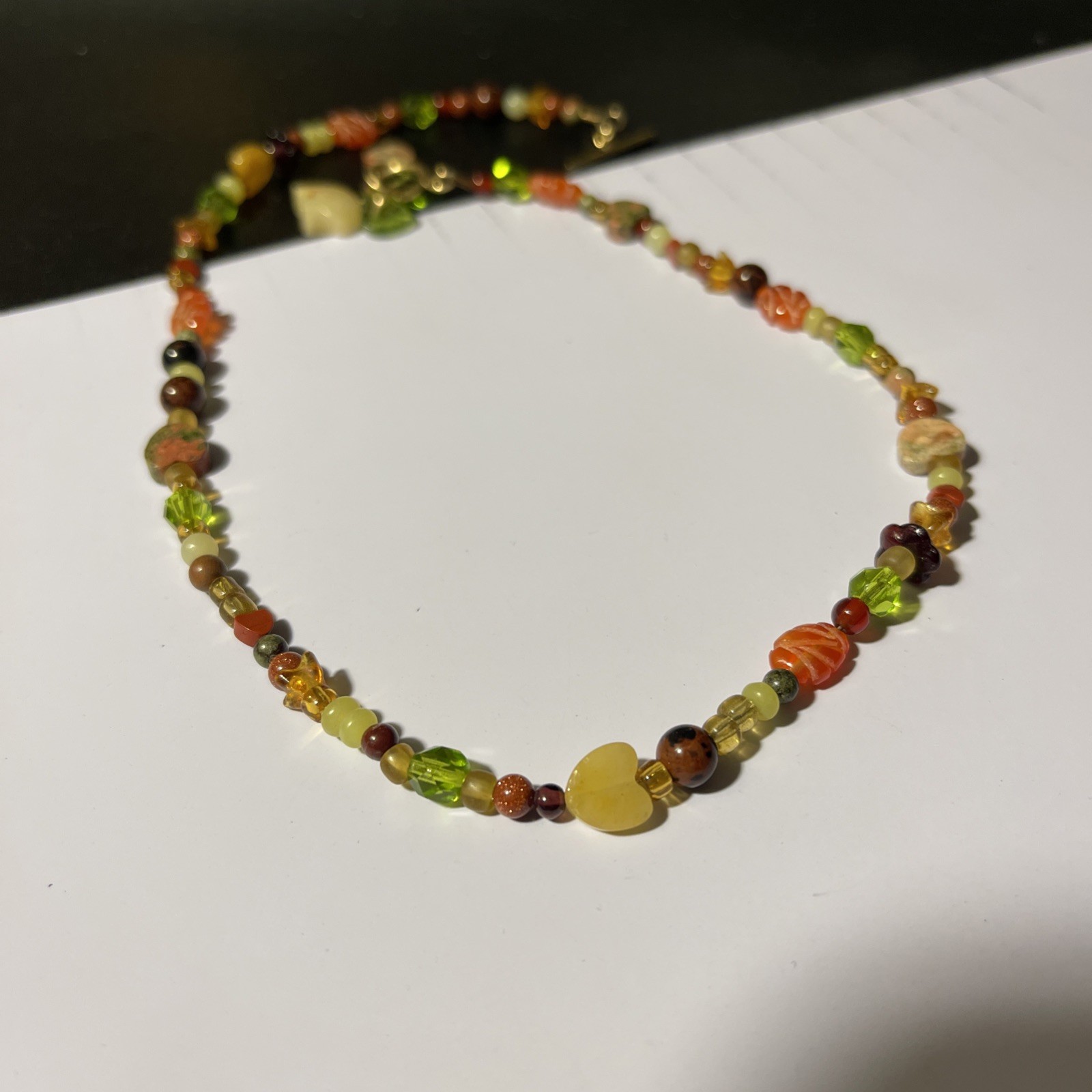 Carved Carnelian And Other Gemstone Beads Fetish Bear Necklace Sterling Finding