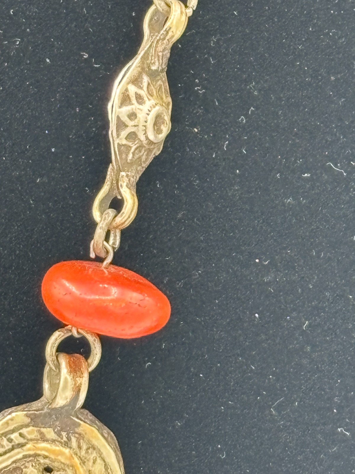 Vintage Turkmen Silver Carnelian Asyk Heart Necklace Yemeni Tribal Statement