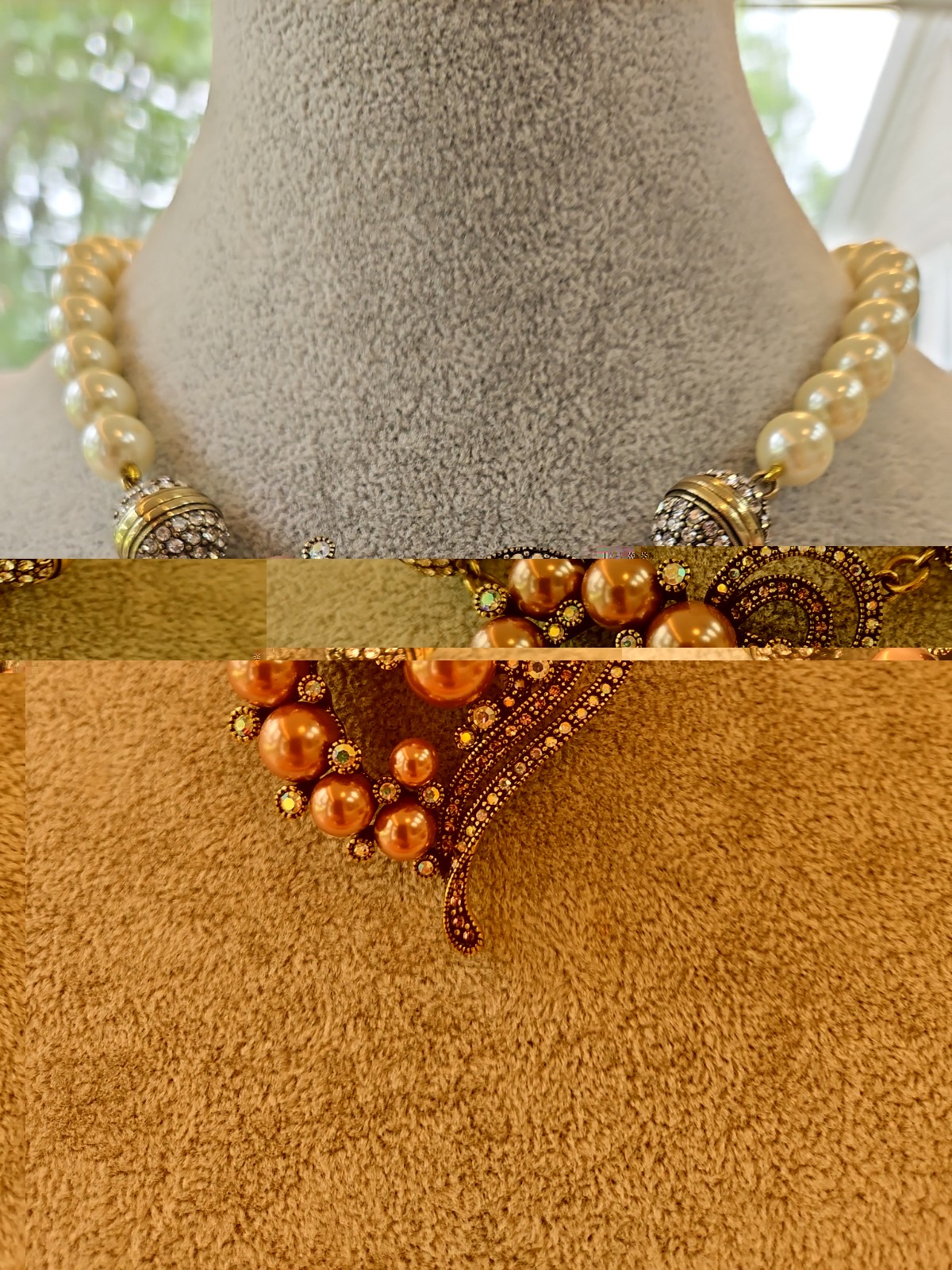 Heidi Daus Pink Pearl & Crystal MAGNETIC pendant From the Snap Apart Collection