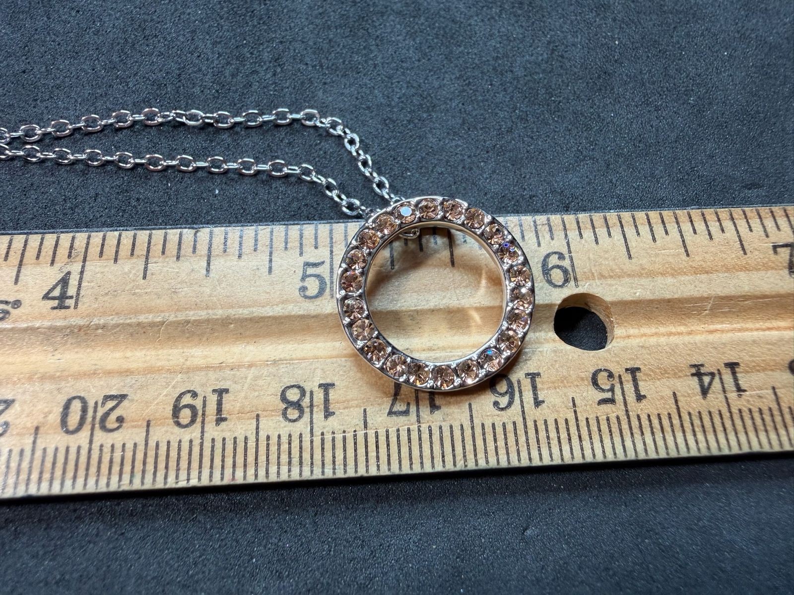4.84g Vintage Sterling Silver 925 Circle Pendant Necklace Sparkling 18 in M