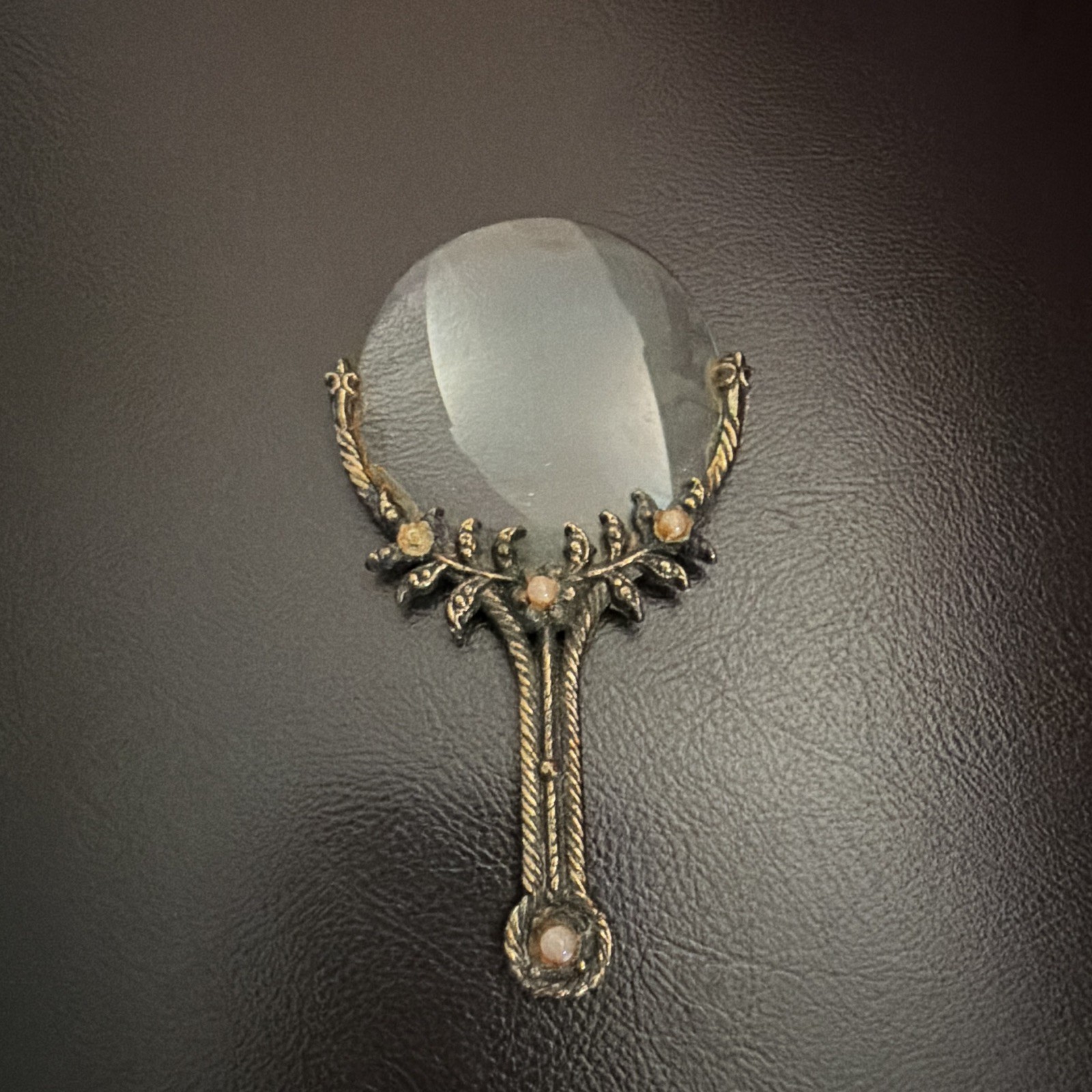 Vintage 19th Century Ornate Rhinestone Gold Tone Loupe Magnifying Glass