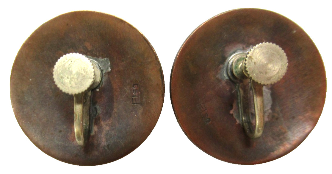 ELSA FREUND Black & White Enamel Vintage Earrings