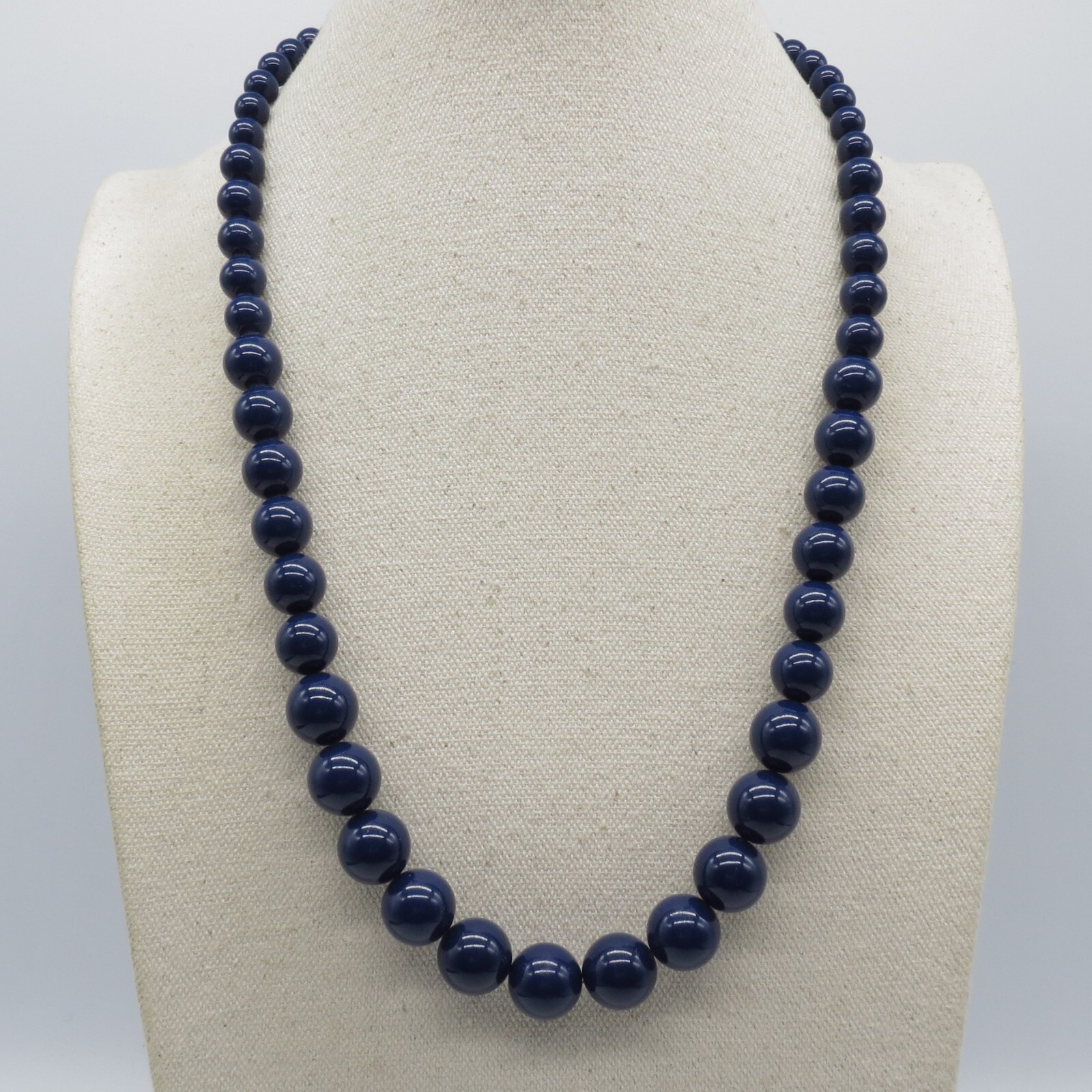 VTG Napier Graduated Beaded Necklace Dark Blue Boho Everyday Wear 24″