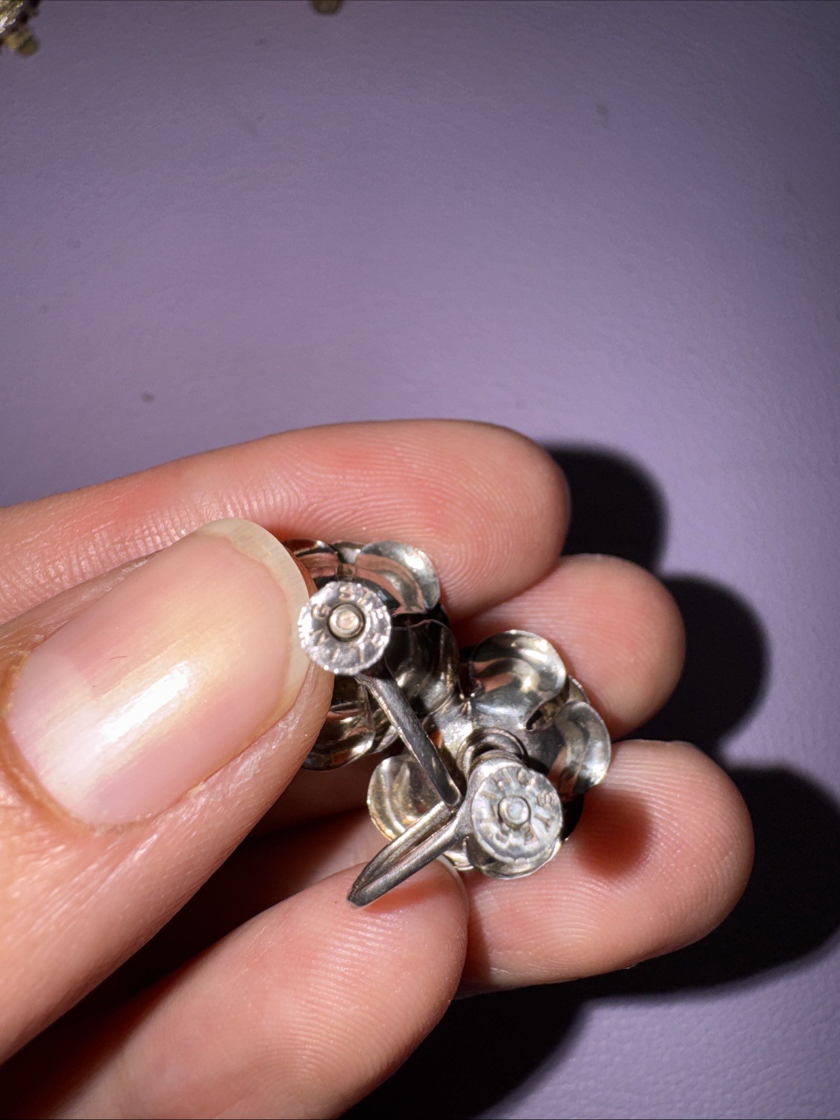 Vintage Sterling Sterling Flower Earrings Screw Back None Pierced Ears Handmade