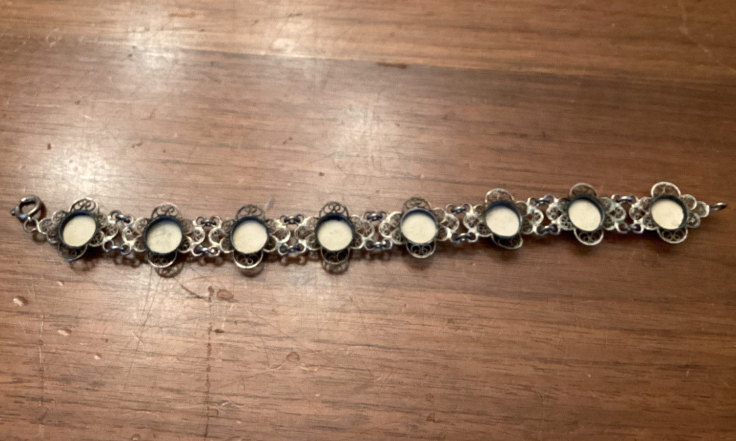 Vintage 835 Silver Filigree Delft Holland Blue Porcelain Windmill Bracelet
