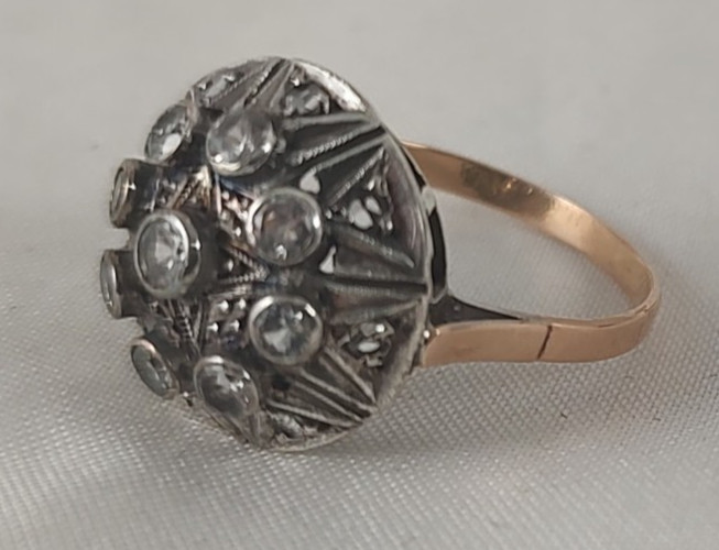 RARE Antique ESTATE 18K Band Sterling Top Spinel Stone Victorian Era Ring Sz 5.5