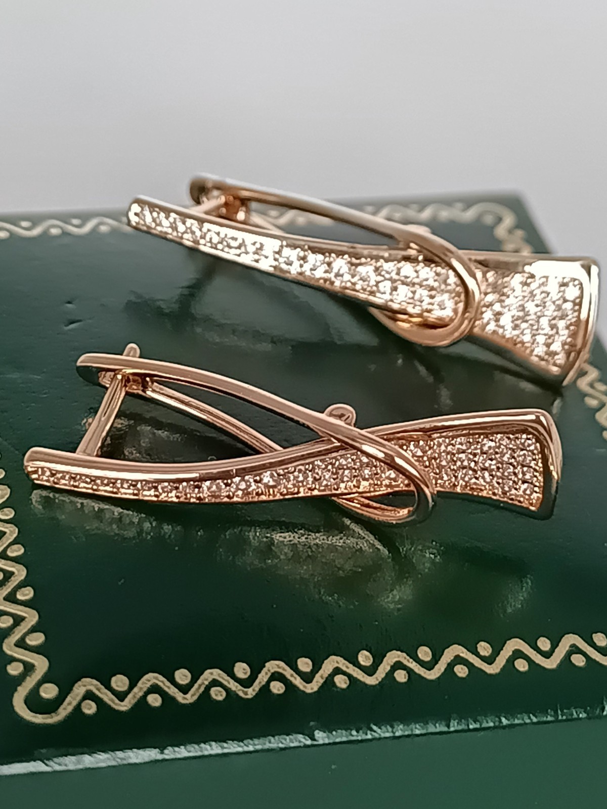 Vintage 1990-s 14 Ct Rolled Gold Zircons Earrings-Hallmarked 585 RG