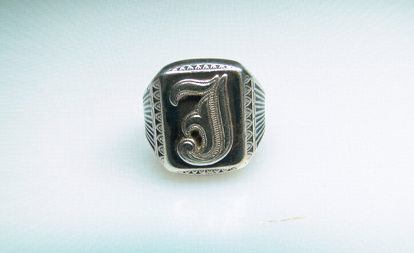 Vintage Sterling Art Deco Signet Initial Ring Size 5 Pinky Ring