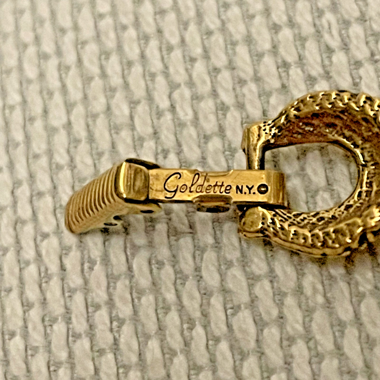 Vintage Goldette N.Y. Gold Tone Art Nouveau Bracelet w Faux Turquoise Cabochons