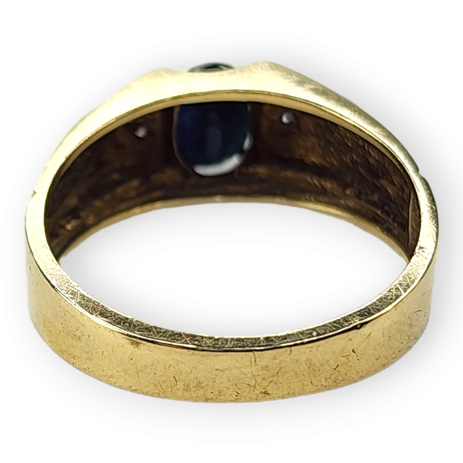 14KT Yellow Gold Vintage Sapphire Diamond Ring Size 9.75