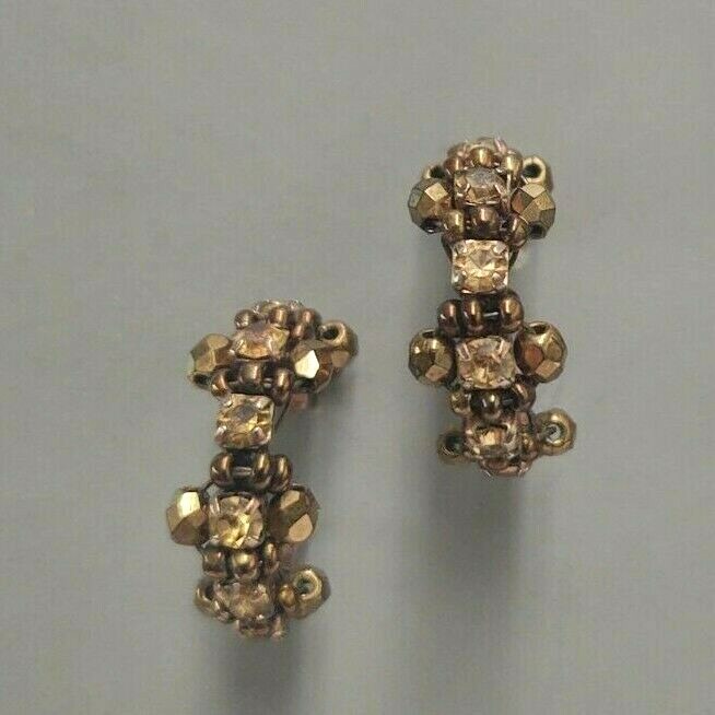 Vintage 18″ Necklace & Pierced Earrings Jewelry Set Brown Glass Beads Retro