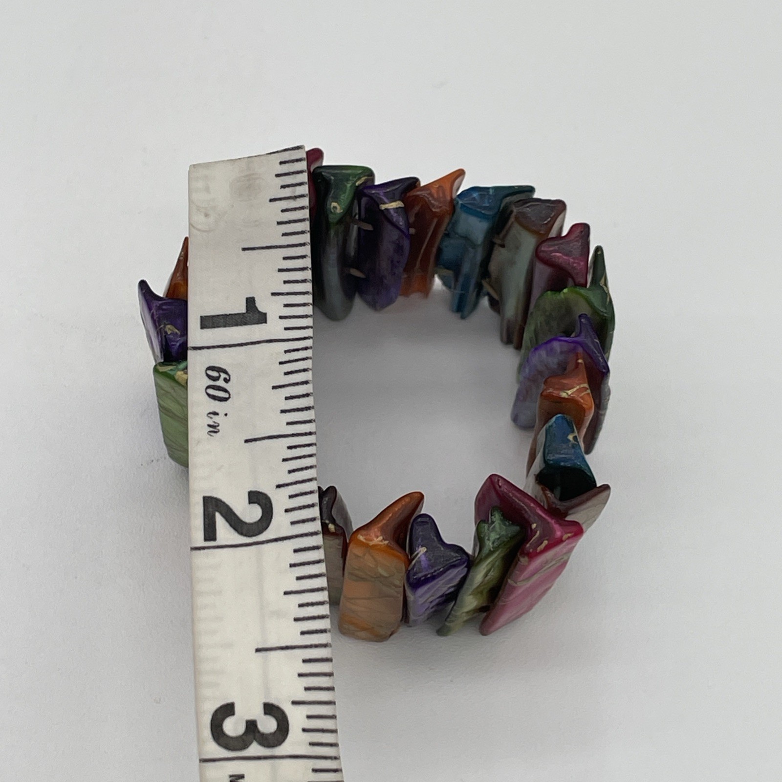 Vintage Stretch Bangle Bracelet Iridescent Multicolor With Gold Accents