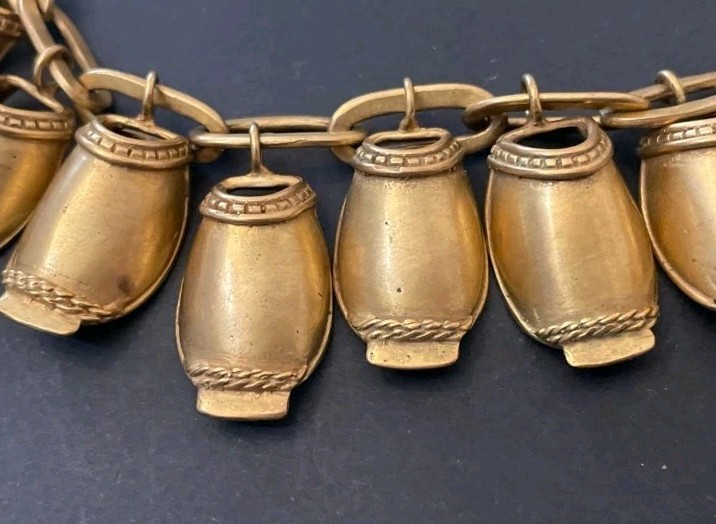 Vtg Kalevala Koru Nukkekääty Doll Chain Necklace 20 Charms Signed RC Rolled Gold
