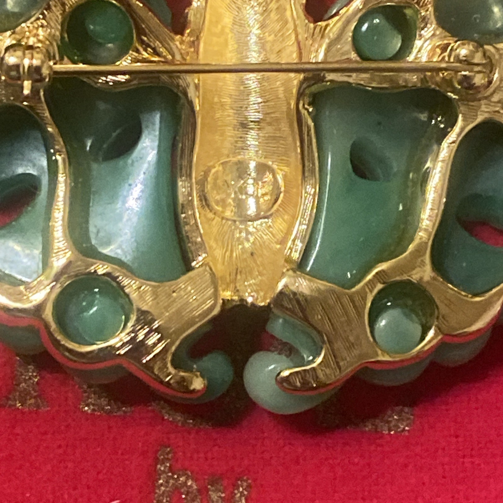 PreownedKJL Kenneth Lane Butterfly Moth Brooch Pin Vintage Faux Jade Rhinestone