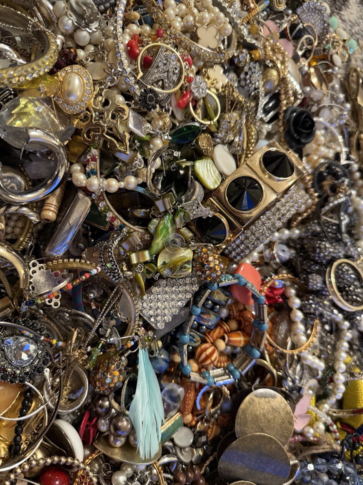 Estate Wholesale Junk Drawer Jewelry Lot 8 Plus Lbs Wearable Or Craft Untested