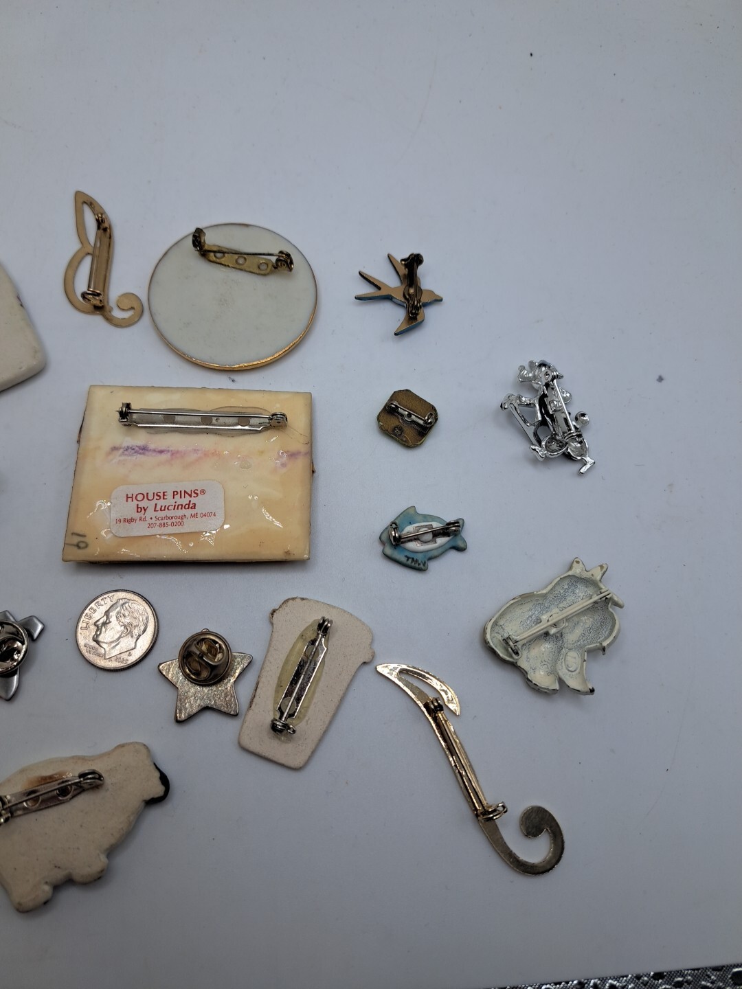 Vtg Lot (17) Pins Lapels Funky Eccentric Cat Flower Dog Handmade Latte Animals