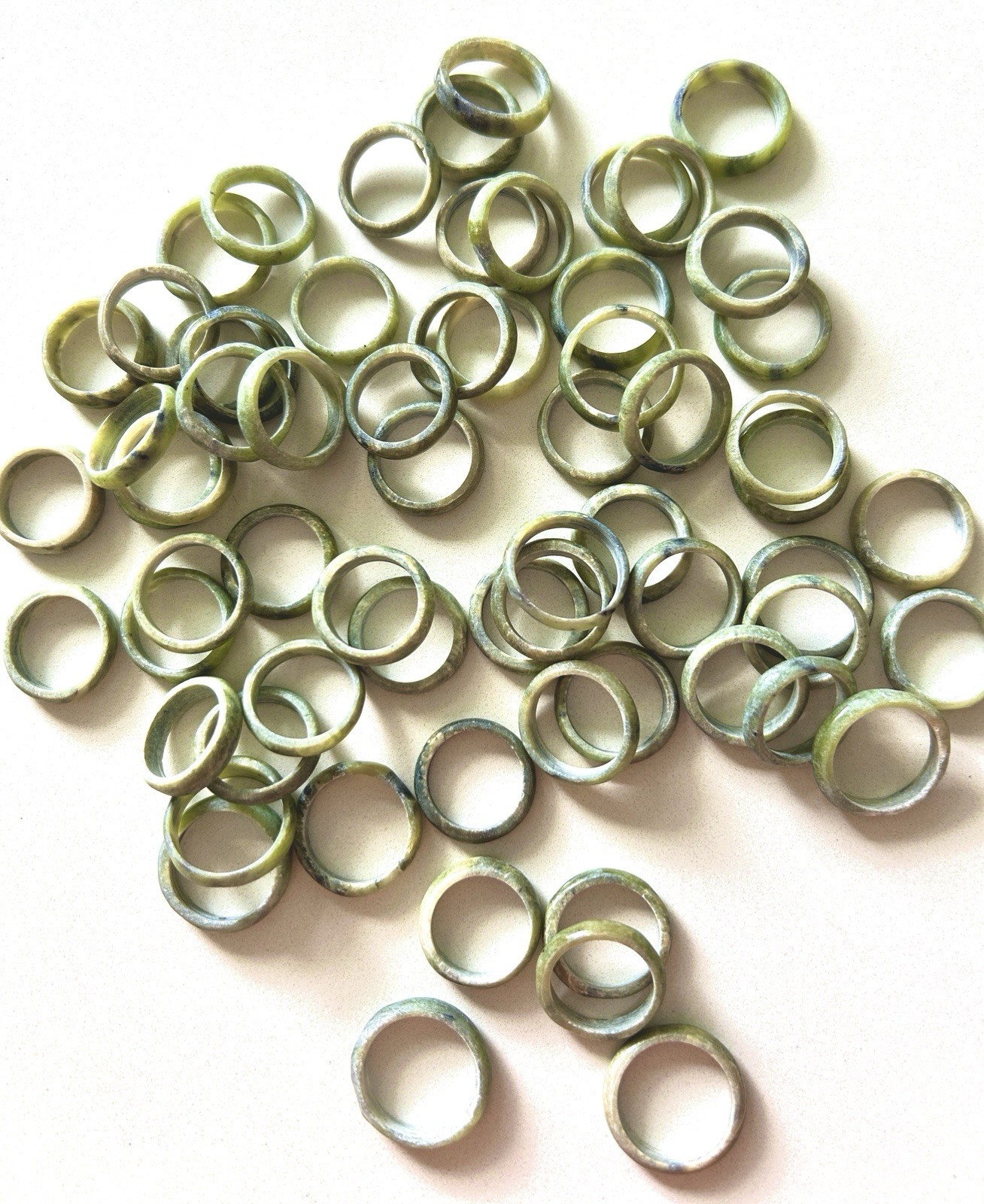 65pcs Vintage Natural Jade Rings Unpolished Assorted Sizes 6 – 8