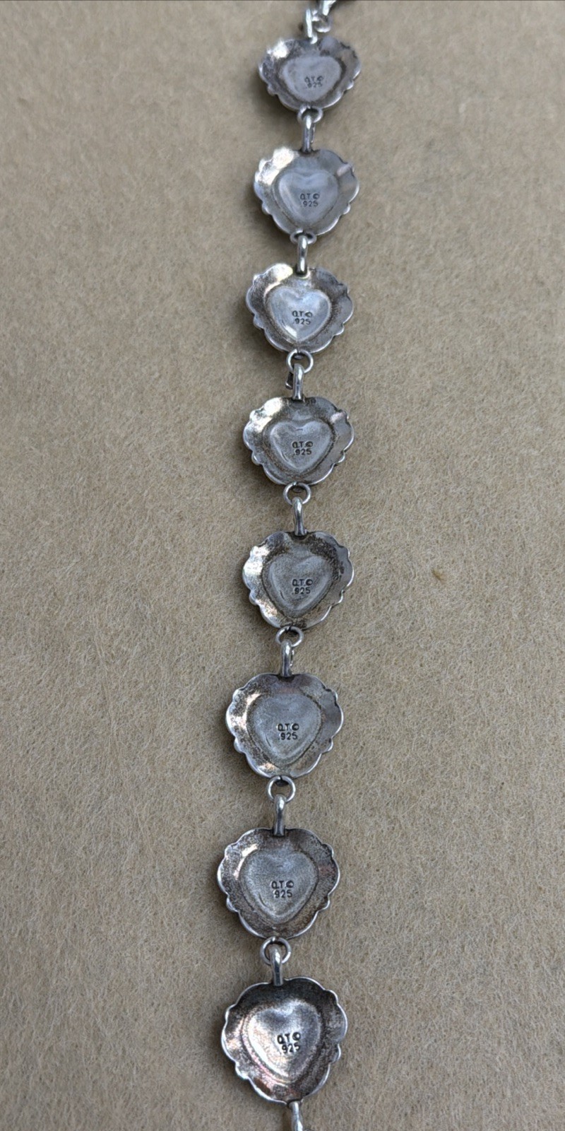 Gorgeous Carolyn Pollack QT Sterling Silver Multi-Stone Etched Heart Bracelet 7”