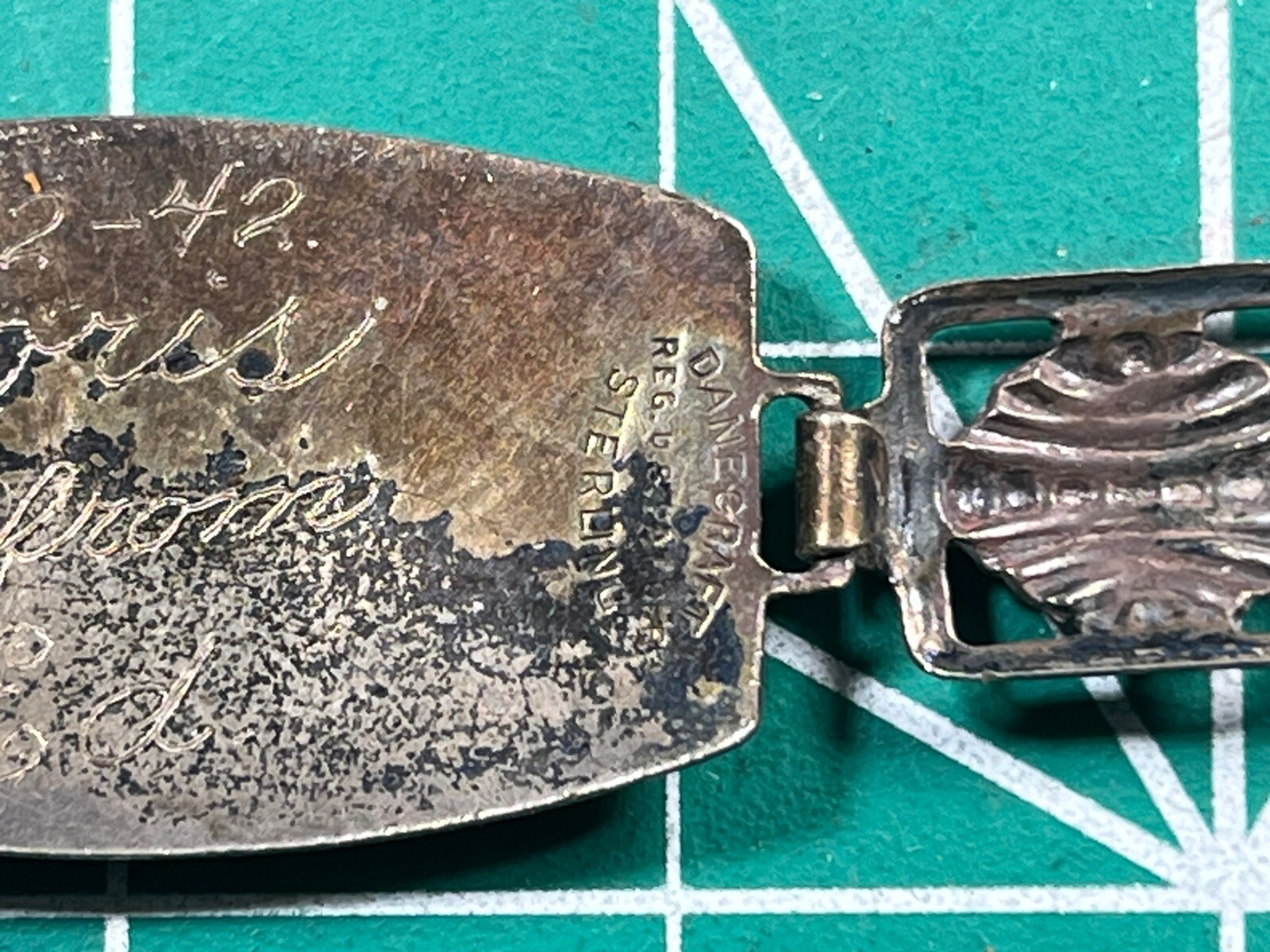 WWII USMC Marine Corps Sweetheart Bracelet Sterling Doris from Ed 12-42