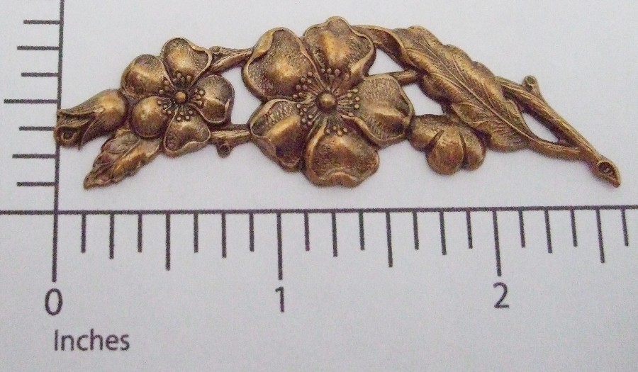 30583 Brass Oxidized Victorian Floral Spray Jewelry Finding