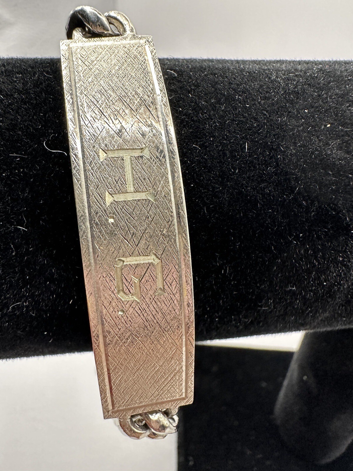 Sterling Silver Vintage SKL Identity ID Bracelet “H.G.” 8-inch Curb Chain