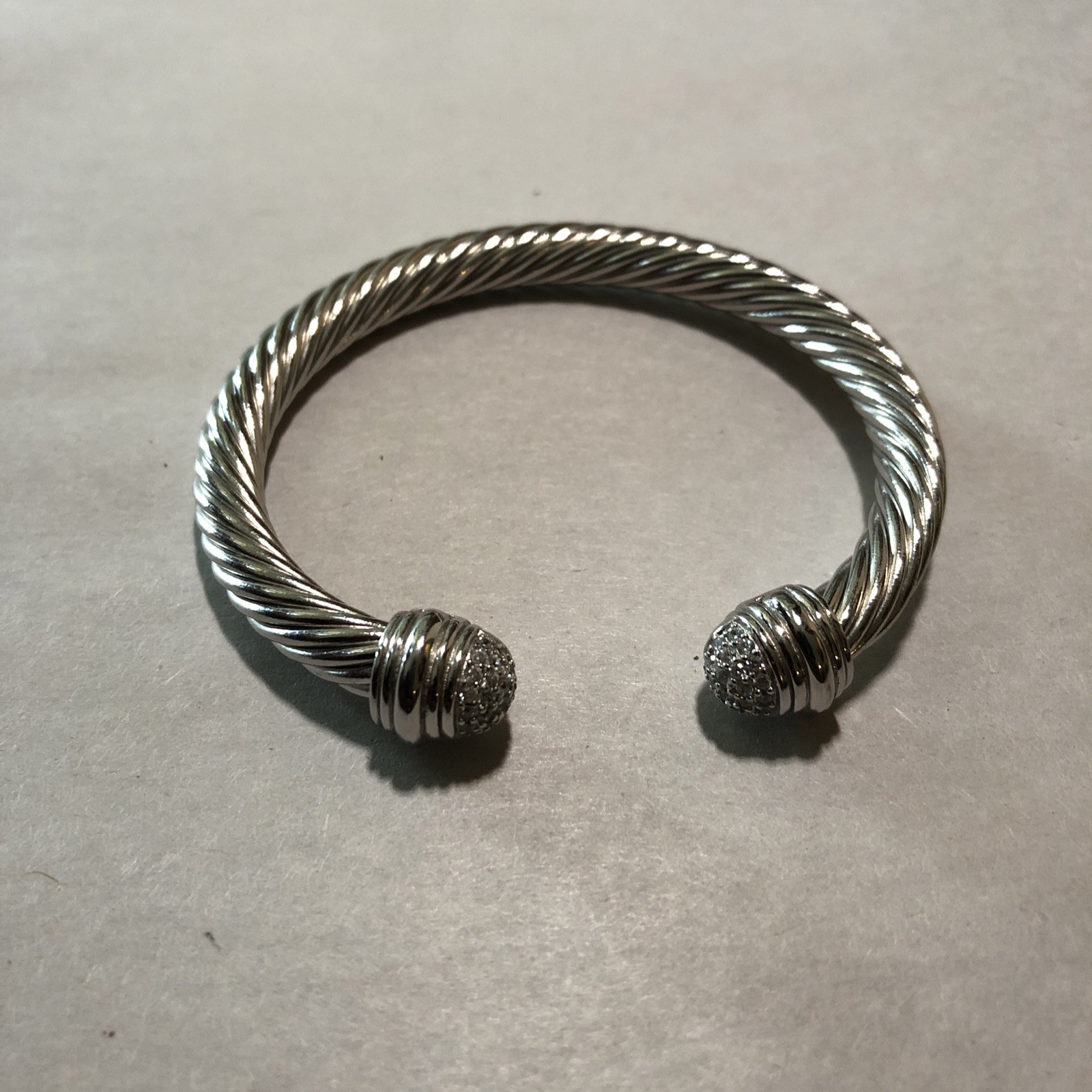 Vintage Cable Cuff Bracelet With Crystals