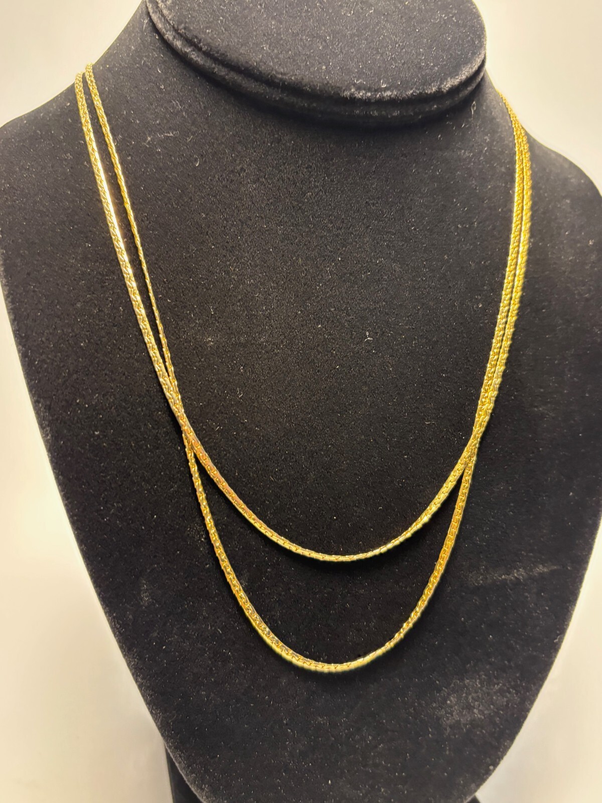 Necklace Long Multi Layer Chain Gold Tone Signed Interesting Large Clasp