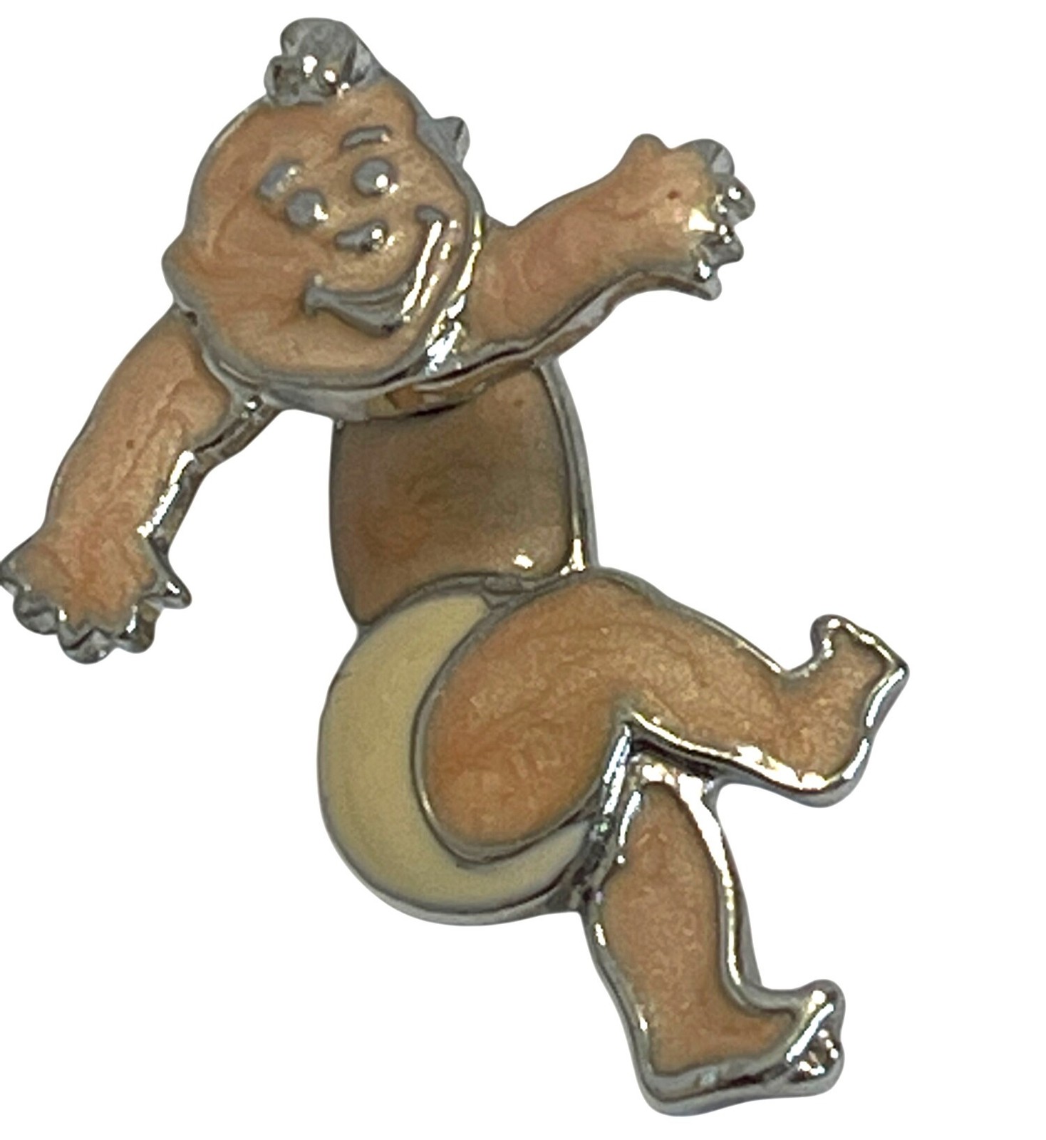 Vintage Edgar Berebi 3D Articulated Enamel Swivel Baby Earrings Diaper Kewpie