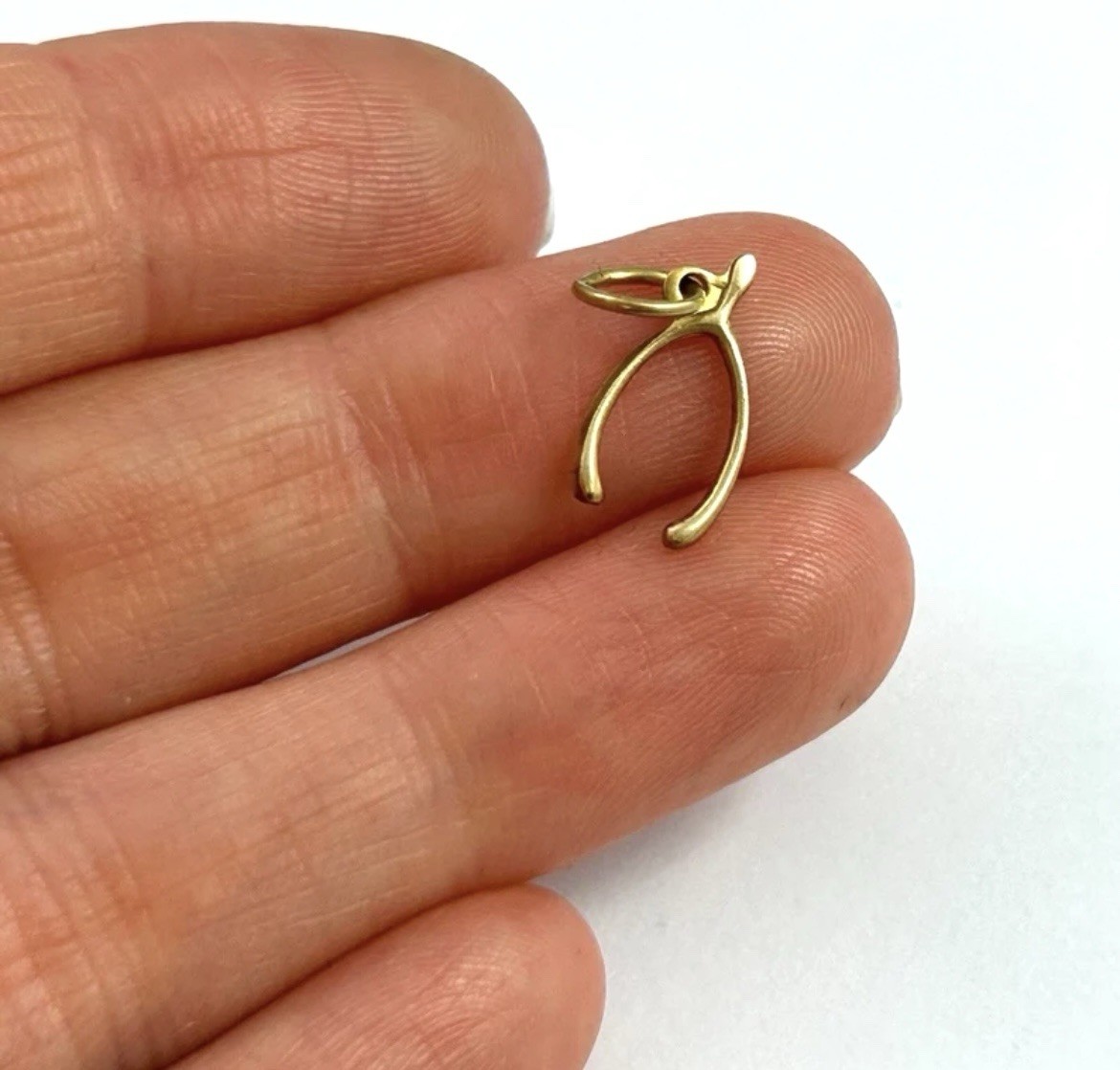 Vintage Charm Tiny Wishbone Dainty Necklace Pendant Brass Symbolic For Luck