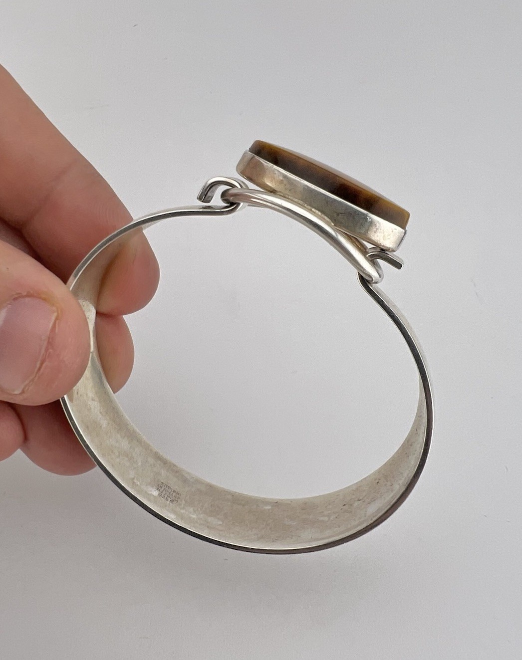 Vintage N.E. FROM Denmark Modernist Sterling Silver 925S Tiger’s Eye Bracelet