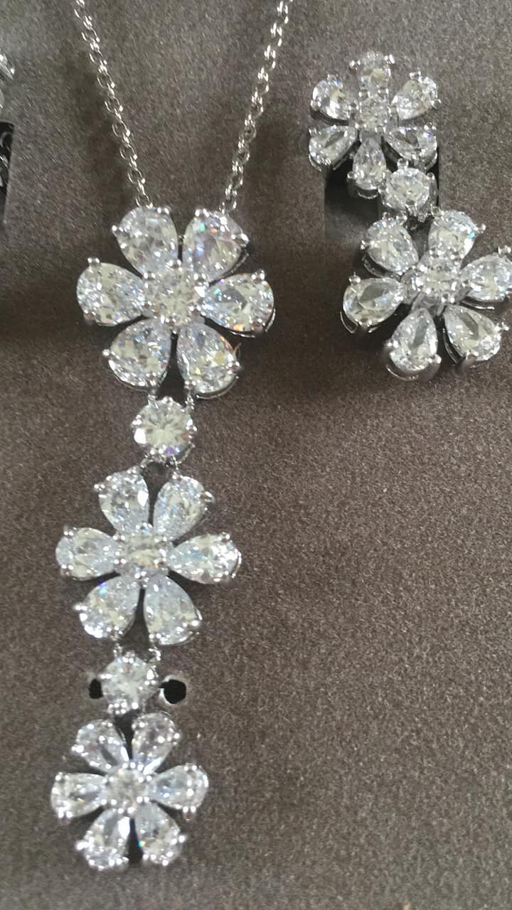 Nolan Miller Ideal Rhinestone Pendant Necklace and Pierced Earrings Set