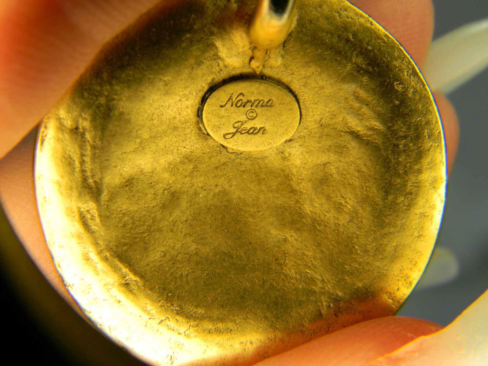 Vintage Norma Jean Round Pendant Matte Bronze Color
