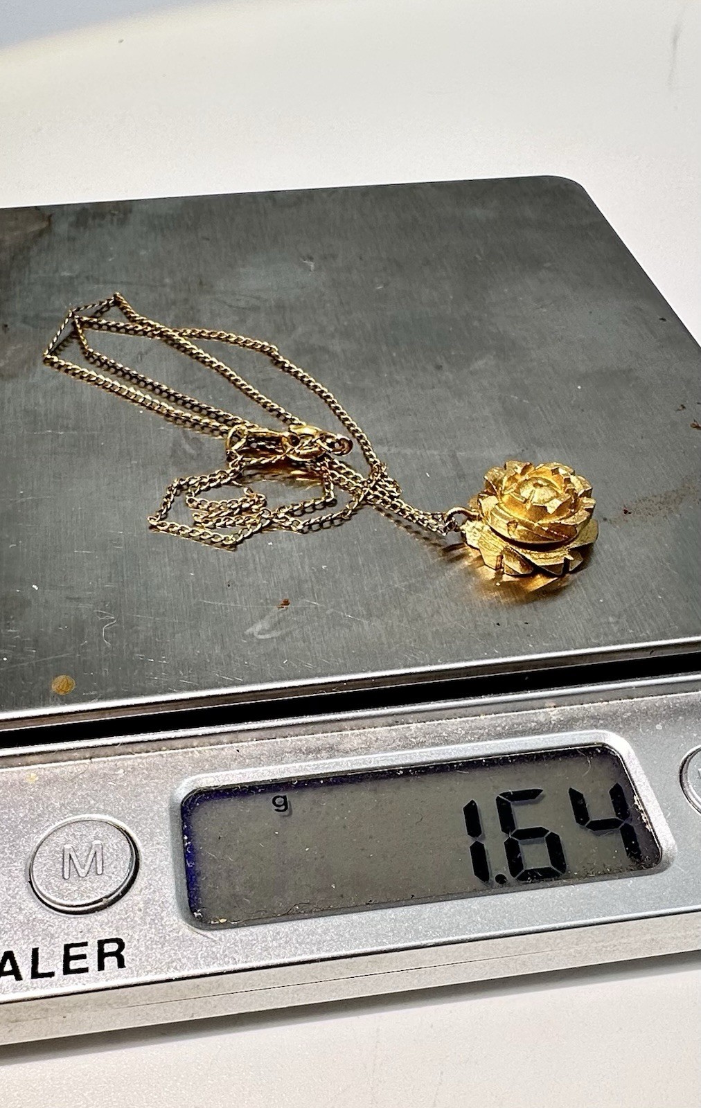 Vintage IPS 1/20th 12k Gold Filled Chain Ceramic Flower Pendant Necklace 16”