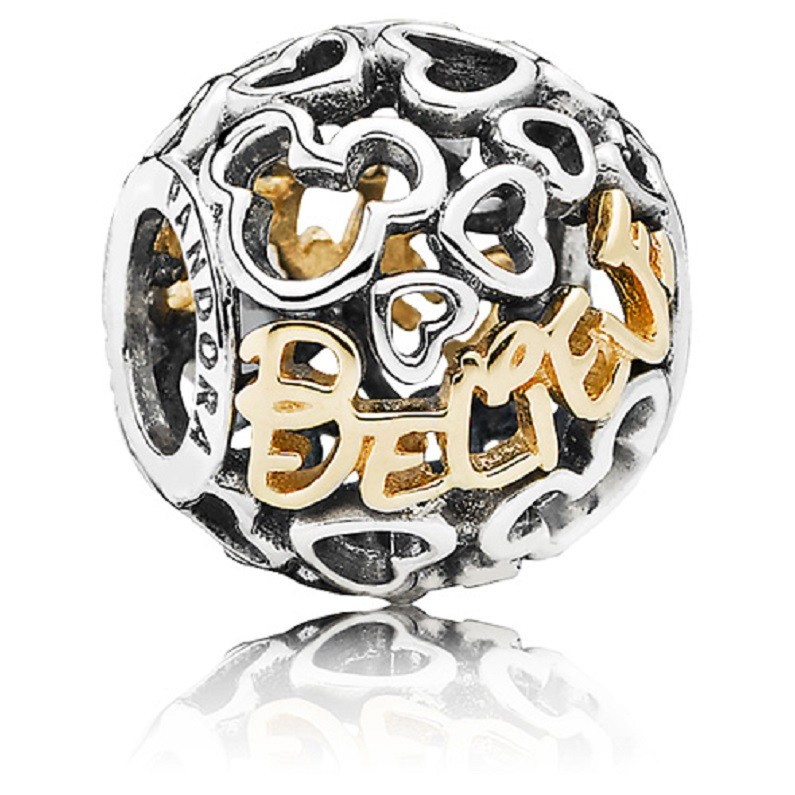 PANDORA Sterling Silver Yellow Gold Disney Believe Bead Charm #791436