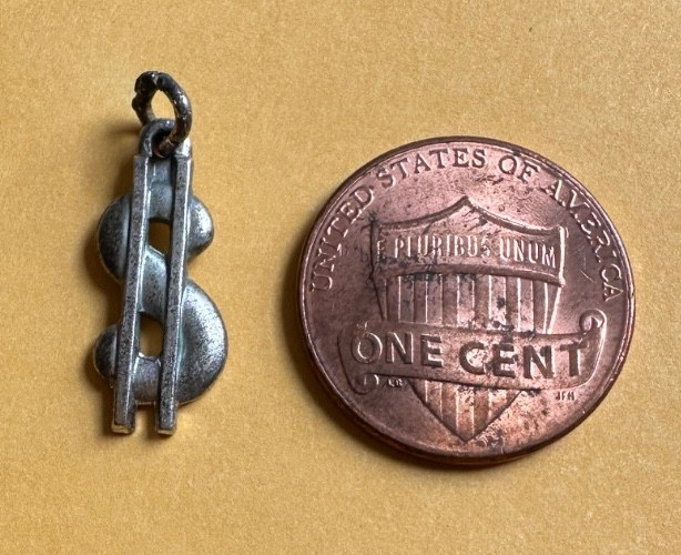 vintage sterling dollar sign money charm