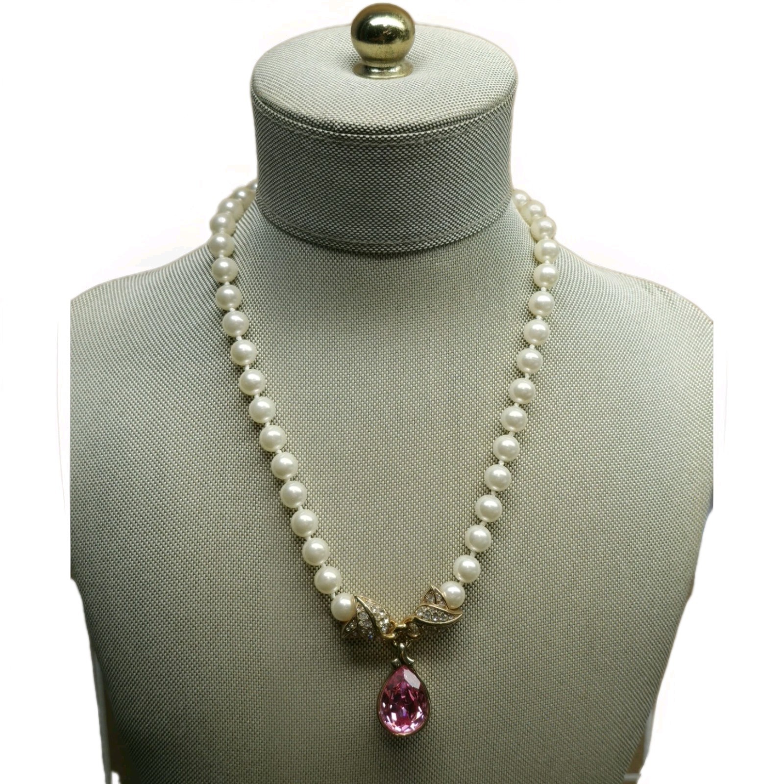 Vintage Swarovski Jeweler’s Collection Stunning Pearl & Crystal Drop Necklace