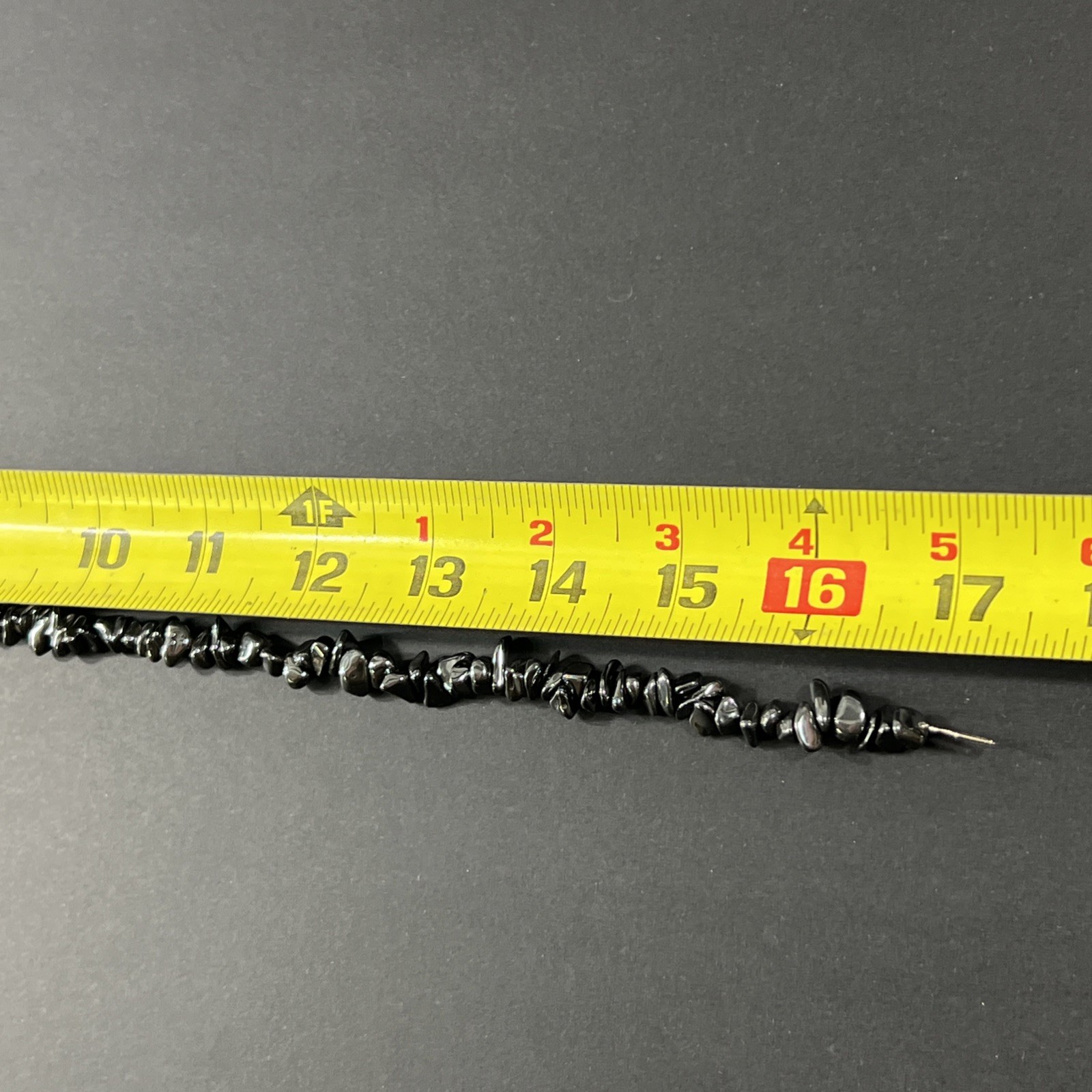 Tumbled Hematite Beaded Necklace Vintage Natural Chip 17″