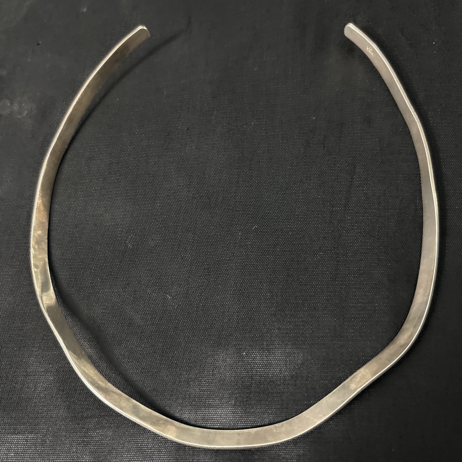 Vintage Sterling Silver Cuff Collar Necklace Flat Choker wavy 23g 14”