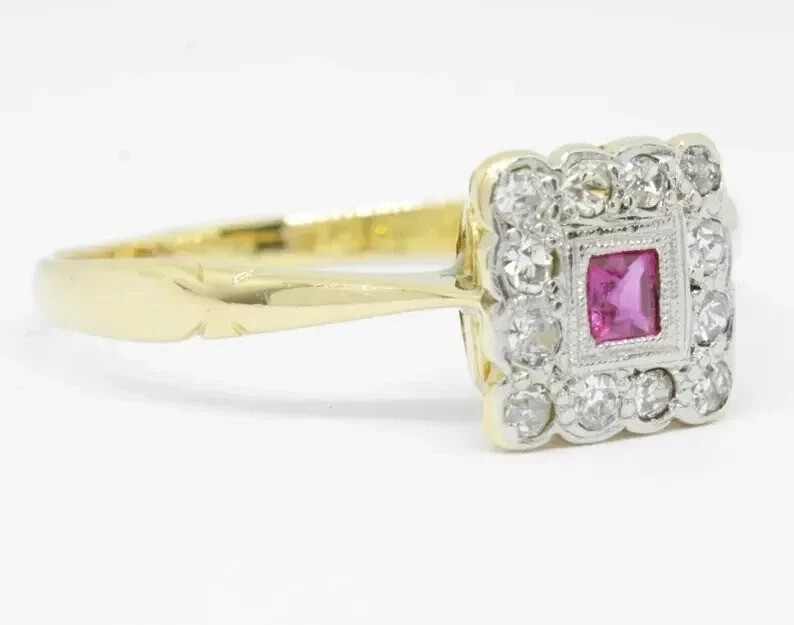 2Ct Art Deco Vintage Lab Created Ruby Wedding Anniversary 14K Gold FN Women Ring