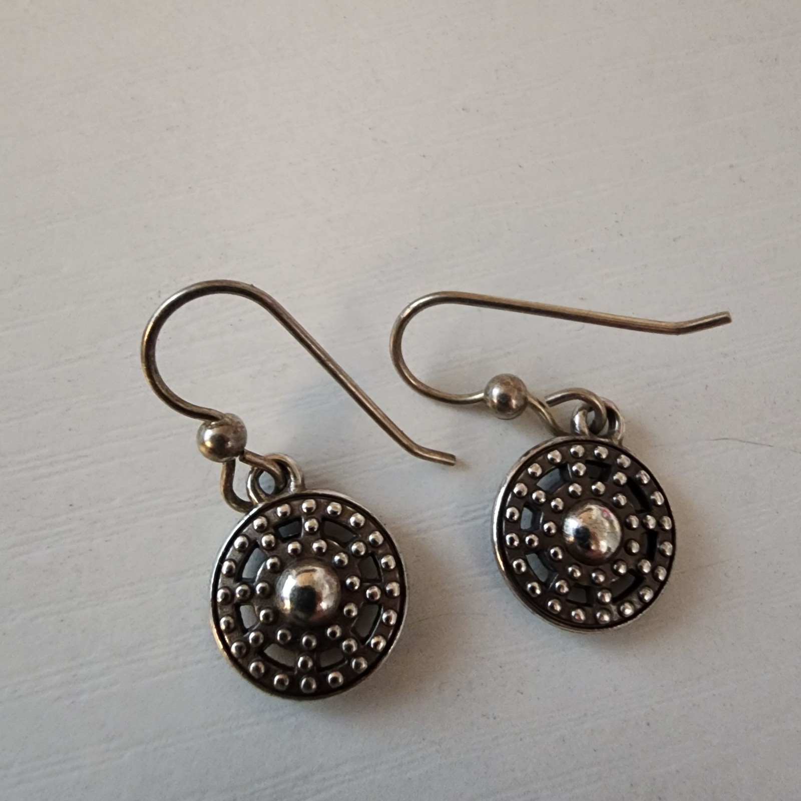 Vintage Fancy Women’s Earrings Silver Toned With Rhinestones Faux Center Diamond