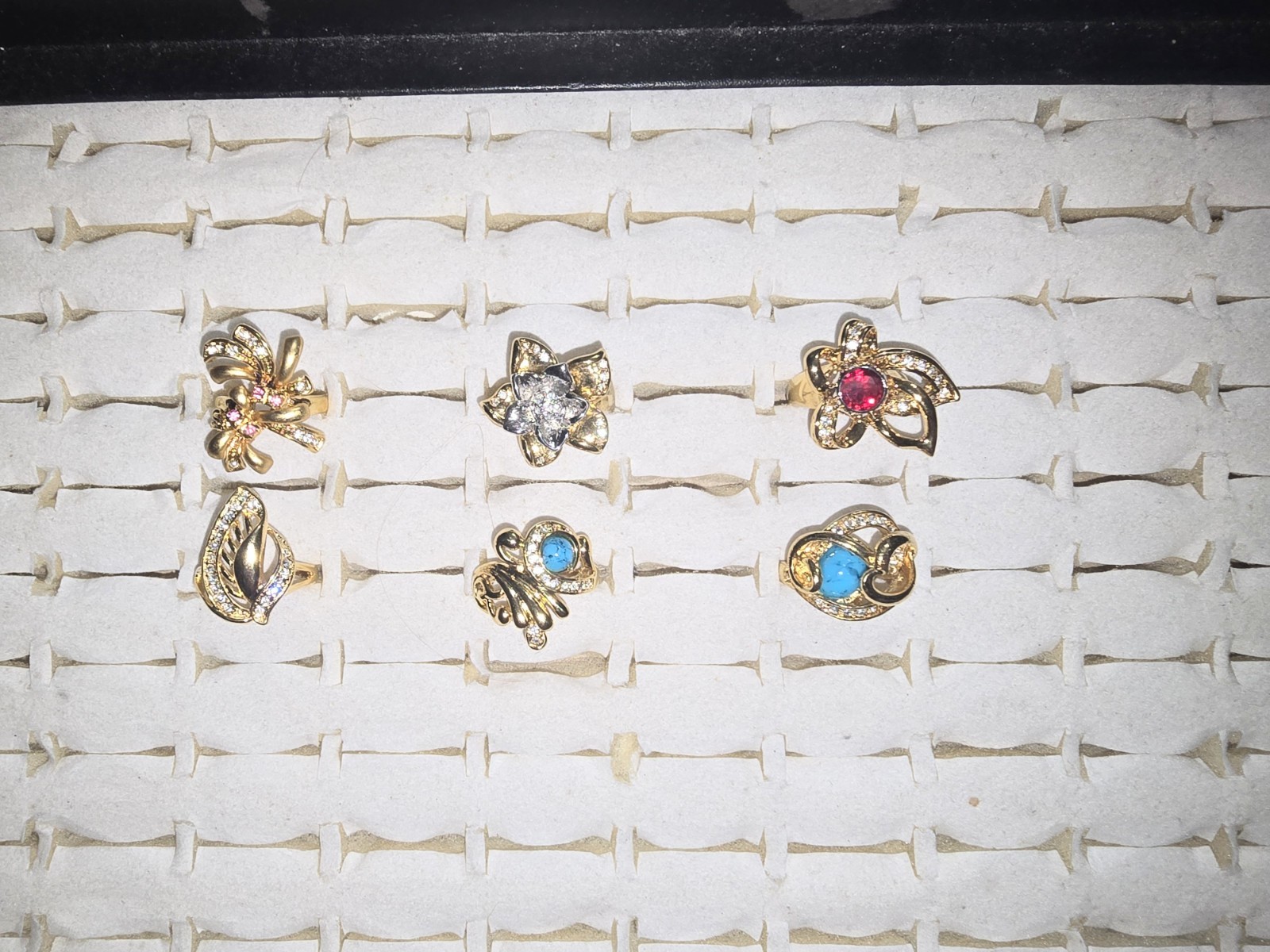 Modern Vintage 6 Piece Designer Signed/stamped Costume Ring Lot Size 7