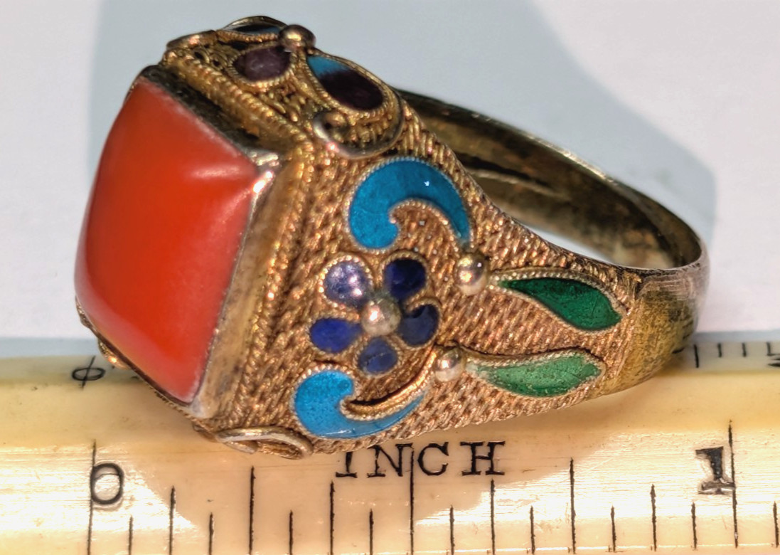 Vintage Silver Multi Stone Ring